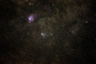 Wide Angle M8 and M20 Nebulas